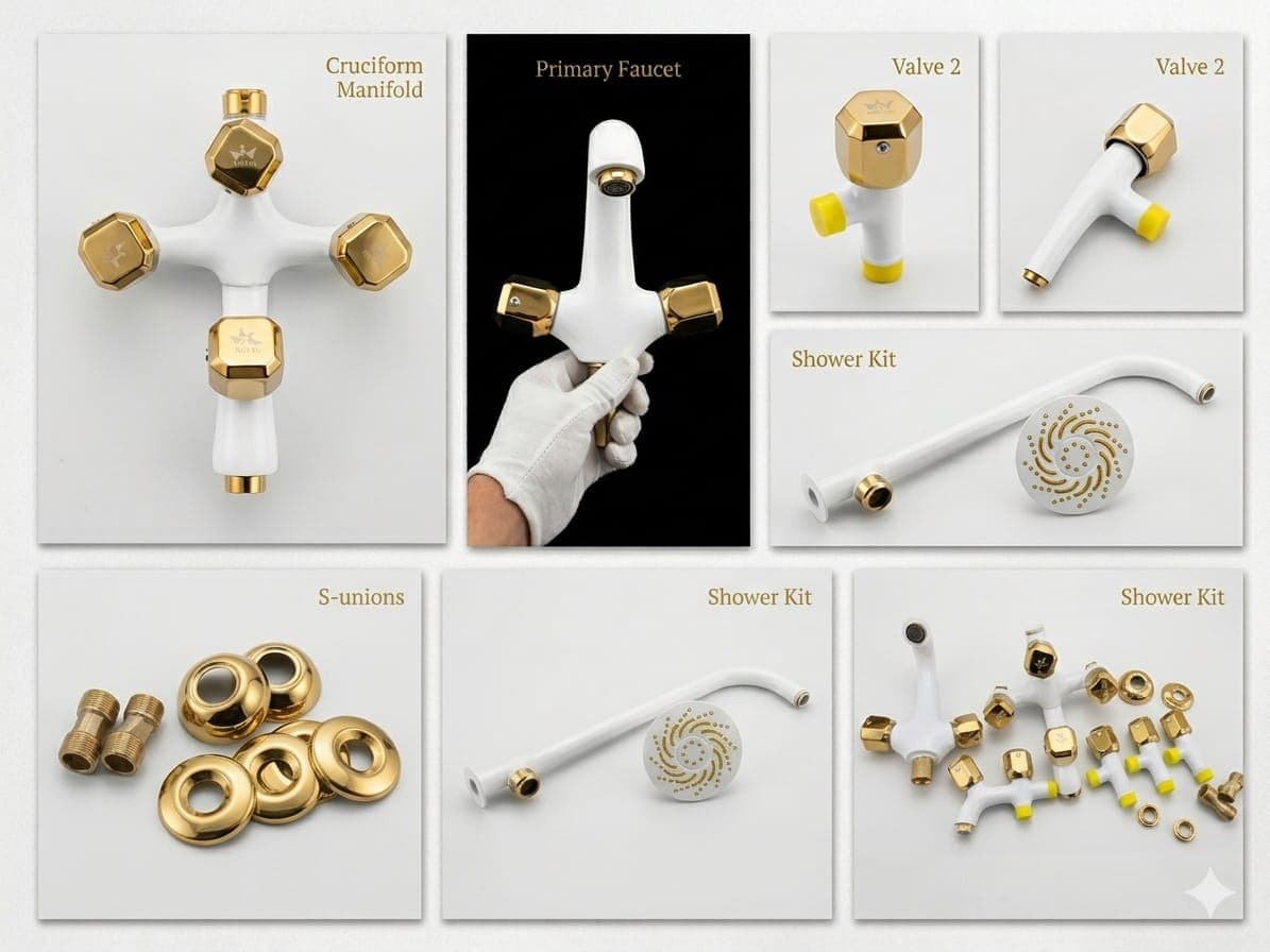 Full Brass Royal Brand Accessories Set – White Gold